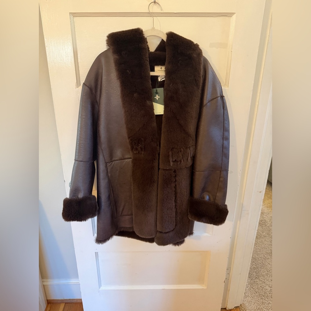 NWT Tuckernuck Dark Brown Teddy Jacket with Fur Trim